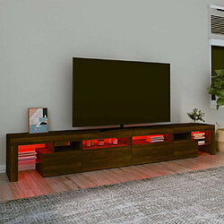 Maison Chic Meuble TV avec lumières LED, Banc TV pour salon, Meuble de rangement Chêne marron 260x36,5x40 cm -GKD64254 pas cher