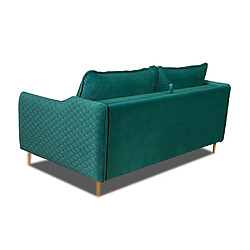 Avis Inside 75 Canapé lit scandinave 3 places express LAGOS 140cm sommier à lattes matelas 13cm velours vert canard