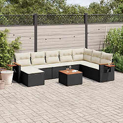 Maison Chic Ensemble Tables et chaises d'extérieur 9 pcs avec coussins,Salon de jardin noir résine tressée -GKD595575