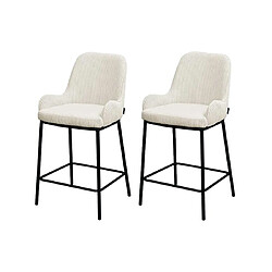 Lisa Design Salinas - lot de 2 chaises de bar - en velours côtelé - beige - H65 cm