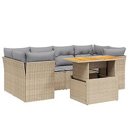 vidaXL Salon de jardin avec coussins 7 pcs beige résine tressée