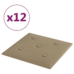 vidaXL Panneaux muraux 12 pcs Cappuccino 30x30 cm Similicuir 1,08 m²