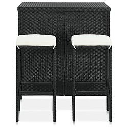 vidaXL Ensemble de bar 3 pcs Résine tressée Noir