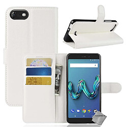 Htdmobiles Housse etui portefeuille pour Wiko Sunny 3 + film ecran - BLANC