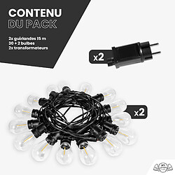 SkyLantern Guirlande Guinguette IP65 LED 30M 30 Bulbes Filament Allongé Dimmables Avec Télécommande pas cher