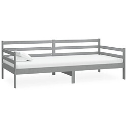 Avis vidaXL Lit de repos avec matelas 90x200 cm Gris Bois de pin massif