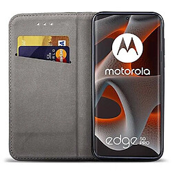 Htdmobiles Housse etui portefeuille avec coque interieure en silicone pour Motorola Edge 50 Pro 5G + film ecran - OR MAGNET