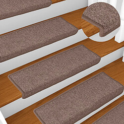 vidaXL Tapis d'escalier 15 pcs 65x21x4 cm Marron 