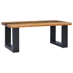 vidaXL Table basse 100x50x40 cm Bois de teck massif et polyrésine