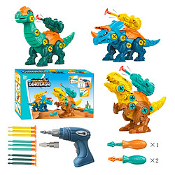 TechKidz Figurines Dinosaures 3-en-1 à Assembler avec Visseuse et Cible Multicolore