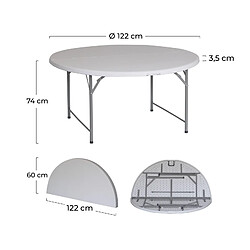 Acheter Table Ronde Pliante et Portable Gardiun New Koln Ø122x74 cm en Résine de Couleur Blanche avec Poignée et Système de Verrouillage