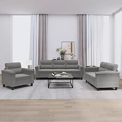 Maison Chic Ensemble de canapés 3 pcs coussins, Canapé droit Sofa pour Salon gris foncé tissu microfibre -GKD490371