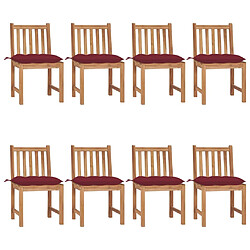 Maison Chic Lot de 8 Chaises de jardin avec coussins | Fauteuil chaises d'extérieur Bois de teck massif -GKD28695