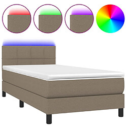 vidaXL Sommier à lattes de lit avec matelas LED Taupe 90x190 cm Tissu