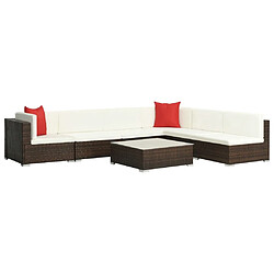 Maison Chic Salon de jardin 7 pcs + coussins - Mobilier/Meubles de jardin - Table et chaises d'extérieur Résine tressée Marron -MN68435