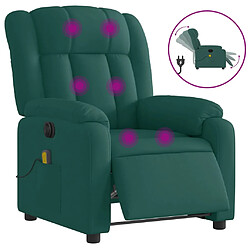 vidaXL Fauteuil de massage inclinable électrique Vert foncé Tissu