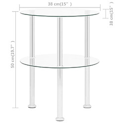 vidaXL Table d'appoint 2 niveaux Transparent 38 cm Verre trempé pas cher