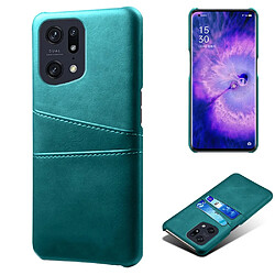 Coque en TPU + PU antichoc, anti-rayures avec porte-cartes, vert pour votre Oppo Find X5 Pro