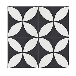 Pegane Boite de 24 Carreaux de ciment véritable 0,96m2 / Carreaux de ciment artisanaux pour sol et mur coloris noir/blanc - l.20 x L.20cm