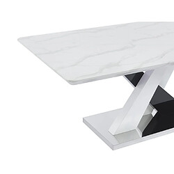 Vente-Unique Table à manger 8 personnes en MDF et acier inoxydable - Effet marbre blanc et noir - EVAELA pas cher