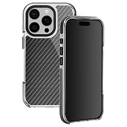 Avizar Coque pour iPhone 16 Pro Carbone Rigide Noir