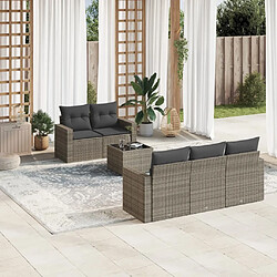 Maison Chic Salon de jardin 6 pcs avec coussins | Ensemble de Table et chaises | Mobilier d'Extérieur gris résine tressée -GKD37128