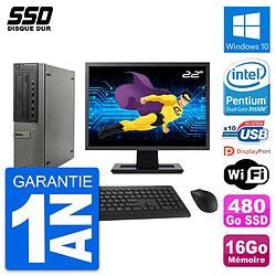 PC DELL OptiPlex 990 DT Ecran 22" Intel G630 RAM 16Go SSD 480Go Windows 10 Wifi - Occasion