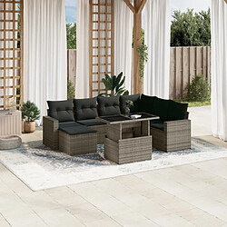 vidaXL Salon de jardin 8 pcs avec coussins gris résine tressée