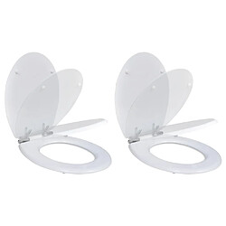 Helloshop26 Lot de deux sièges abattants WC avec couvercles MDF blanc 02_0002941