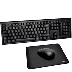 PORT Pack Souris Bureau Sans Fil 4 Boutons avec Clavier et Tapis Noir