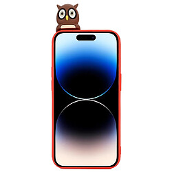 Coque en TPU anti-rayures, anti-chocs avec motif 3D pour votre iPhone 14 Pro - Hibou rouge