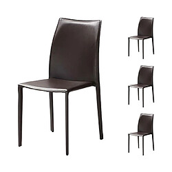 Mes Lot de 4 chaises repas coloris marron - KIMY