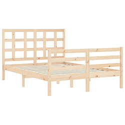 Maison Chic Cadre/structure de lit avec tête de lit pour adulte - Lit Moderne Chambre 140x190 cm bois massif -MN23262 pas cher