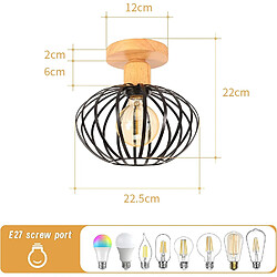 Stoex Lot De 2 Lampe De Plafond Vintage Luminaire Plafonnier Intérieur Plafonnier Rétro E27 (Noir) Plafonnier Rond En Métal Pour Salon Cuisine Chambre pas cher