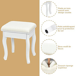 Helloshop26 Coiffeuse table de maquillage avec 3 miroirs tournable et tabouret 80 x 40 x 138 cm blanc 20_0008338