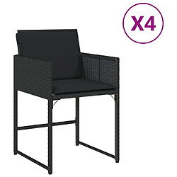 vidaXL Chaises de jardin lot de 4 avec coussins noir résine tressée