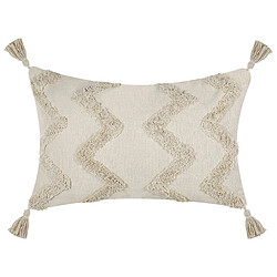 Beliani Coussin CERINTHE Coton 40 x 60 cm À chevron Touffeté Beige clair