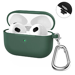 Coque en silicone antichoc avec mousqueton vert foncé pour votre Apple AirPods Pro 2 (2021)