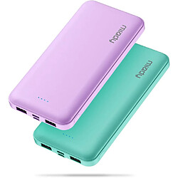 SANAG Lot De 2 Chargeurs Portables 10 000 Mah, Double Usb 2,4 A Avec Entrée/Sortie De Type C, Compatible Avec Iphone, Samsung, Huawei, Ipad, Et Plus Encore (Vert Lac Et Violet Lilas)