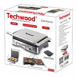 Acheter Techwood Grill - Panini Double face 180° 2000W Cuisson dietetique Ouverture a 180° anti-adhesive avec Temoins lumineux