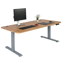 Avis Decoshop26 Bureau table d'ordinateur réglable en hauteur électriquement 160x80cm 53kg MDF chêne, gris 04_0001439