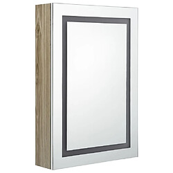 Avis Maison Chic Armoire de salle de bain,Meuble de rangement,Meuble haut à miroir LED blanc et chêne 50x13x70cm -GKD475106