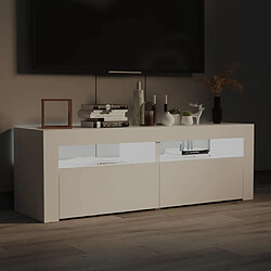 Maison Chic Meubles TV avec lumières LED - Banc TV pour salon blanc 120x35x40 cm -MN61286 pas cher