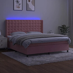 Avis Maison Chic Lit adulte- Lit + matelas + LED,Sommier à lattes de lit matelas et LED Rose 180x200 cm Velours -GKD28482