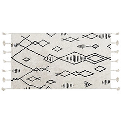 Beliani Tapis en coton blanc et noir 80 x 150 cm KEBIR