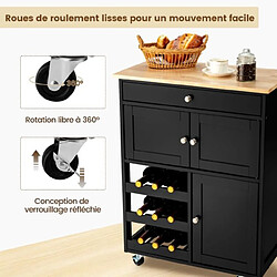 Avis Helloshop26 Chariot de cuisine desserte de service à roulettes meuble de rangement cuisine en mdf solide de haute qualité 67 x 37 x 86,5 cm noir 20_0008214