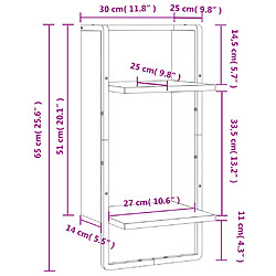 vidaXL Étagère murale avec barre noir 30x25x65 cm pas cher