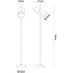 Luminaire Center Lampadaire Everest blanc 2 ampoules 90cm