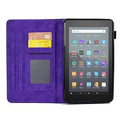 Etui en PU fonction d'éveil/veille automatique avec support et porte-cartes pour votre Amazon Fire 7 2015/(2017)/(2019) - violet