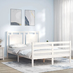 Maison Chic Cadre/structure de lit avec tête de lit pour adulte - Lit Moderne Chambre blanc petit double bois massif -MN67586